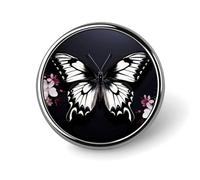 Black White Butterfly Round Badge Personalized Metal Lapel Pin Badges Fit Clothing Bags Hat Humorous Printed Brooch Badge Party Decorations Accessories for Men Women
