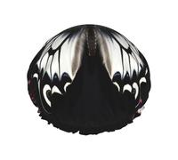 Black White Butterfly Shower Caps for Women Reusable Bath Caps for Men Double Layer Waterproof Hair Cap with EVA Lining Stylish Large Shower Bonnet Soft Bath Hat for Long Hair, Braids