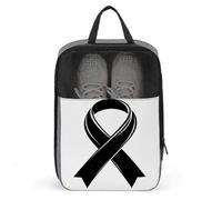 Black White Cancer Awareness Ribbon Shoe Bag for Travel Daily Use Anti-dust Storage Carrier Golf Shoe Pouch