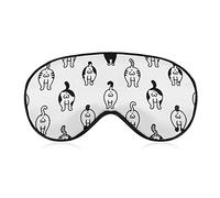Black White Cat Butts Sleep Mask Blindfold Adjustable Super-Smooth Soft Eye Mask Cover for Men Women Travel and Nap