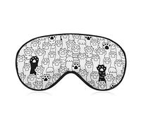 Black White Cat Dog Claw Sleep Mask Cute Kitten Puppy Blindfold for Sleeping Elastic Blackout Eye Mask Cover for Full Night's Sleep Travel and Nap