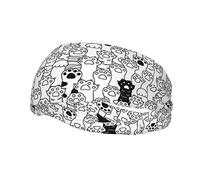 Black White Cat Dog Paw Headbands for Women Non Slip face wash Makeup Headband Sports Running Headband Stretchy Sweat Band Fashion Wide Headbands for Women Head Bands Mens Sweatband
