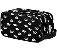 Black White Cat Dog Paw Print Toiletry Bag Organizer Wash Bag Cosmetic Makeup Bag Storage Pouch Travel Case for Women Men Boys Girls