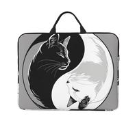 Black White Cat Laptop Case 14 Inch Tai Chi Laptop Bag for Women Men, Water-Resistant Business Computer Carrying Bag Shockproof Notebook Sleeve