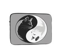 Black White Cat Laptop Case 17 Inch Tai Chi Laptop Bag for Women Men, Water-Resistant Business Computer Carrying Bag Shockproof Notebook Sleeve
