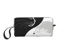 Black White Cat Makeup Bag Water Resistant Travel Toiletry Organizer for Women Men Tai Chi Cosmetic Storage Pouch with Zipper Portable Small Tool Bag