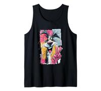 Black White Cat Peace Graffiti Pop Character Graphic and Tank Top