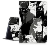 Black White Cats Case for Samsung Galaxy Tab A9 Plus 11 Inch 2023 (SM-X210/X216/X218), Multiple Viewing Angles Protective Smart Cover with Auto Sleep Wake Feature for Galaxy Tab A9+