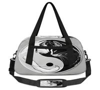 Black White Cats Kids Overnight Duffle Bags for Girls Boys, Aniaml Cats Lightweight Sports Gym Bag for Kids，Small Overnight Weekender Carry on Travel Bags Dance Bag, Black White Cats, 18.5L x 7.8W x