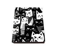 Black White Cats Notebook A5, Pu Leather Notebooks A5, Lined Paper Notebook Spiral Bound 180Pages/90Sheets, Work Books for Women, Jotter for Writing, Student Essentials University Journal Diary