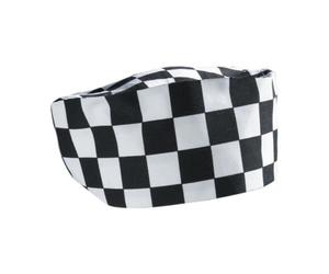 Black & White Checked Pattern Poly-Cotton Chef's Hat, Beanie/Skull Cap, Head-wear, Hygiene