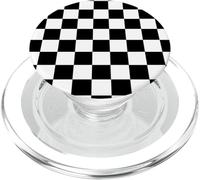 Black White Checkered Classic Checker Pattern PopSockets PopGrip for MagSafe