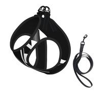 Black White Checkered Flags Print Dog Harness Small Sized And Leash Set, Step In Soft Light Puppy Vest Breathable Mesh Pet Harness