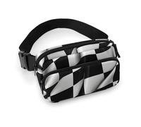 Black White Checkered Flags Printed Fanny Pack Fanny Packs for Women Men,Crossbody Bag Large Chest Bag with Adjustable Strap for Outdoors Workout Traveling Casual Running, Black White Checkered Flags,