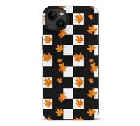 Black White Checkered Maple Leaf TPU Case Compatible for IPhone15 Series | Lightweight Case,Drop Protective Cover,Compatible with iPhone 15/Plus/Pro/Pro Max