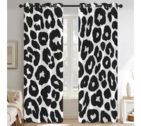 Black White Cheetah Print Curtains for Living Room, Leopard Print Blackout Curtains Bedroom, 46 x 72 Inch 2 Panels, 72 Drop Eyelet Thermal Window Drapes, Home Decor E-D33