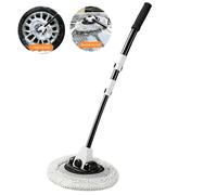 Black & White Chenille Car Wash Mop with Ergonomic Bent Handle, Extendable Aluminum Rod, Soft Scratch-Free Brush for Easy Vehicle Cleaning