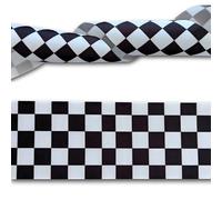 Black & White Chequered Check Flag Grosgrain Ribbon 3" / 75mm Wide 2 Yards (1.82 metres), Ideal for Craft Projects, Scrapbooking, DIY Hair Bows, Present Wrapping etc.
