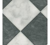 Black White Chequers Effect 2.0mm Vinyl Flooring Sheet-4mX2m Vinyl Flooring UK Black One Size