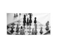 Black White Chess Checkerboard Banner Party Decor Backdrop Banner Themed Party Photography Background Decorations Banner Birthday Party Supplies Favors Wall Decor Banner 47 x 24 Inch
