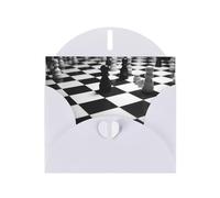 Black White Chess Checkerboard Greeting Cards Blank Note Cards with Envelopes Happy Birthday Card Thank You Card Wedding Party Invitation Cards for All Occasions 4x6 Inch