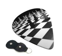 Black White Chess Checkerboard Guitar Plectrums, 6 Guitar Plectrums, Double Sided Printing, For Acoustic Guitar, Bass, Ukulele, Electric Guitar (0.46 Mm 0.71 Mm 0.96 Mm)