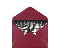 Black White Chess Checkerboard Luxury Pearl Paper Greeting Card With Gold Border, Blank Inside, With Envelope - Birthday, Wedding, Christmas, Valentine
