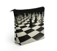 Black White Chess Checkerboard Makeup Bag Cosmetic Bags Toiletry Bag