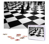 Black White Chess Checkerboard Puzzles for Adults 1000 Pieces, Wooden Puzzle Personalized Jigsaw Puzzles from Photos, Challenging Puzzle Art Painting Home Decor Birthday Party Gift (29.5" x 19.7")