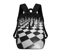 Black White Chess Checkerboard Travel Backpack Laptop Backpack 17 Inch