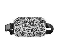 Black White Christmas Snowman Waterproof Waist Pack Crossbody Bag with Adjustable Strap for Travel Running Hiking, Black and White Evil Eyes, One Size
