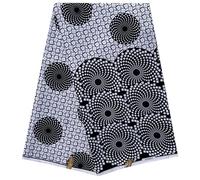 Black & White Circles Design African Fabric, African Wax Ankara Print for Sewing, Patchwork DIY, Polycotton Fabric for Craft Projects Material, 45" Inch Wide, (5.4m Long x 1.2m Wide) 6 Yards