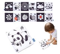 Black White Cloth Book - High Contrast Baby Pages, Ensure Kid's Safety, Early Learning Soft Toy, Brain Development | Sensory Stimulation Educational Gift, Take Along Activity with Birthday Easter Use