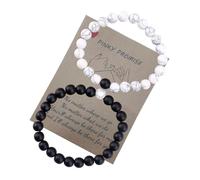 Black White Color Bead Card Bracelets Best Friend Couples Bracelets For 2 Matching His And Her Lover Bracelet For Relationship Valentines Wedding Choker Necklaces for Bride (Black, One Size)