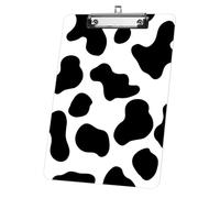 Black White Cow Acrylic Writing Clip Board Cute Plastic Clipboard Holders with Silver Low Profile Clip Clipboard A4 Letter Size Clipboards for School Office Supplies Nurse Students Teacher Gifts