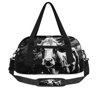 Black White Cow Kids Overnight Duffle Bags for Girls Boys, Animal Cow Lightweight Sports Gym Bag for Kids，Small Overnight Weekender Carry on Travel Bags Dance Bag, Black White Cow, 18.5L x 7.8W x 9.4H
