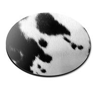 Black & White Cow Print Pattern Animal Farm - Flexible Round 5mm Rubber Mouse Mat Pad Office Home Novelty Printed Desk Accessory - 44288