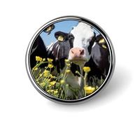 Black White Cows Badge,Comfort Light in Weight Round Emblem Cute Funny Decor Brooch Smooth Does Not Fade Badges for Hats Jackets Coat Shirt