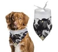 Black White Cows Pet Scarfs Funny Adjustable Cat Scarves Washable Decorative Pet Triangle Bibs Bandanas for Medium Dog Pets for Pet Daily Wear Parties Modeling