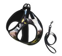 Black White Cows print Dog Harness and Leash Set, Reflective Adjustable Puppy Vest for Small Medium Large Dogs, Cats