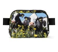 Black White Cows Print Unisex Waist Bag Wear-Resistant Belt Bag Hip Bag with Adjustable Strap for Hiking and Travel