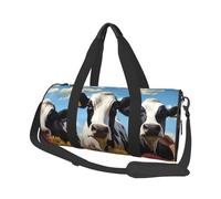Black White Cows Round Travel Duffel Bag - Large Capacity Durable Carry-On Bag for Vacation, Gym, Short Trips
