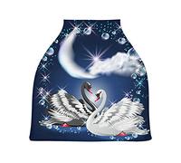 Black White Crane Swan Baby Car Seat Cover Canopy Stretchy Nursing Covers Breathable Windproof Winter Scarf for Infant Breastfeeding Boys Girls
