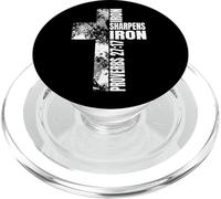 Black White Cross Iron Sharpens Iron Verse Christian Couples PopSockets PopGrip for MagSafe