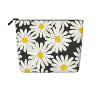 Black White Daisy, Cosmetic Bag Imitation Linen Makeup Bag Portable Travel Toiletry Bag