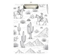 Black White Desert Cactus Acrylic Clipboards Cute Clipboard Cute Decorative Letter Size Clipboards with Low Profile Metal Clip for Teachers, Students, Nurses