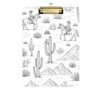 Black White Desert Cactus Clipboard Fashion Clipboards A4 Standard Size Clip Board with Low Profile Metal Clip for Teacher Student Lawyer Nurse
