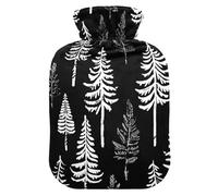 Black White Design Redwood Midnight hot Waterbottle with Soft Cover, 2L Warm Water Bottle for Bed for Menstrual Cramps, Neck and Shoulder Pain Relief, Pain Relief