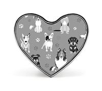 Black White Different Dog Breeds Dog Paws On Blue Heart Brooch Pin, Unisex Smooth Surface Lapel Tie Pin, Lightweight Badge Jewelry Crafts Decor for Costume Accessory Men Women