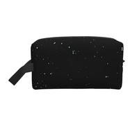 Black White Dot Print Storage Bag - Toiletry & Cosmetic Travel Organizer Pouch with Zipper - Reusable Canvas Makeup